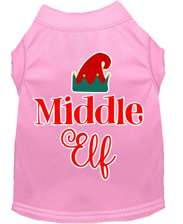 Middle Elf Screen Print Dog Shirt Light Pink Lg